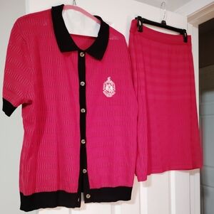 The Delta Box  ΔΣΘ Red & Black skirt set- XL perforated design